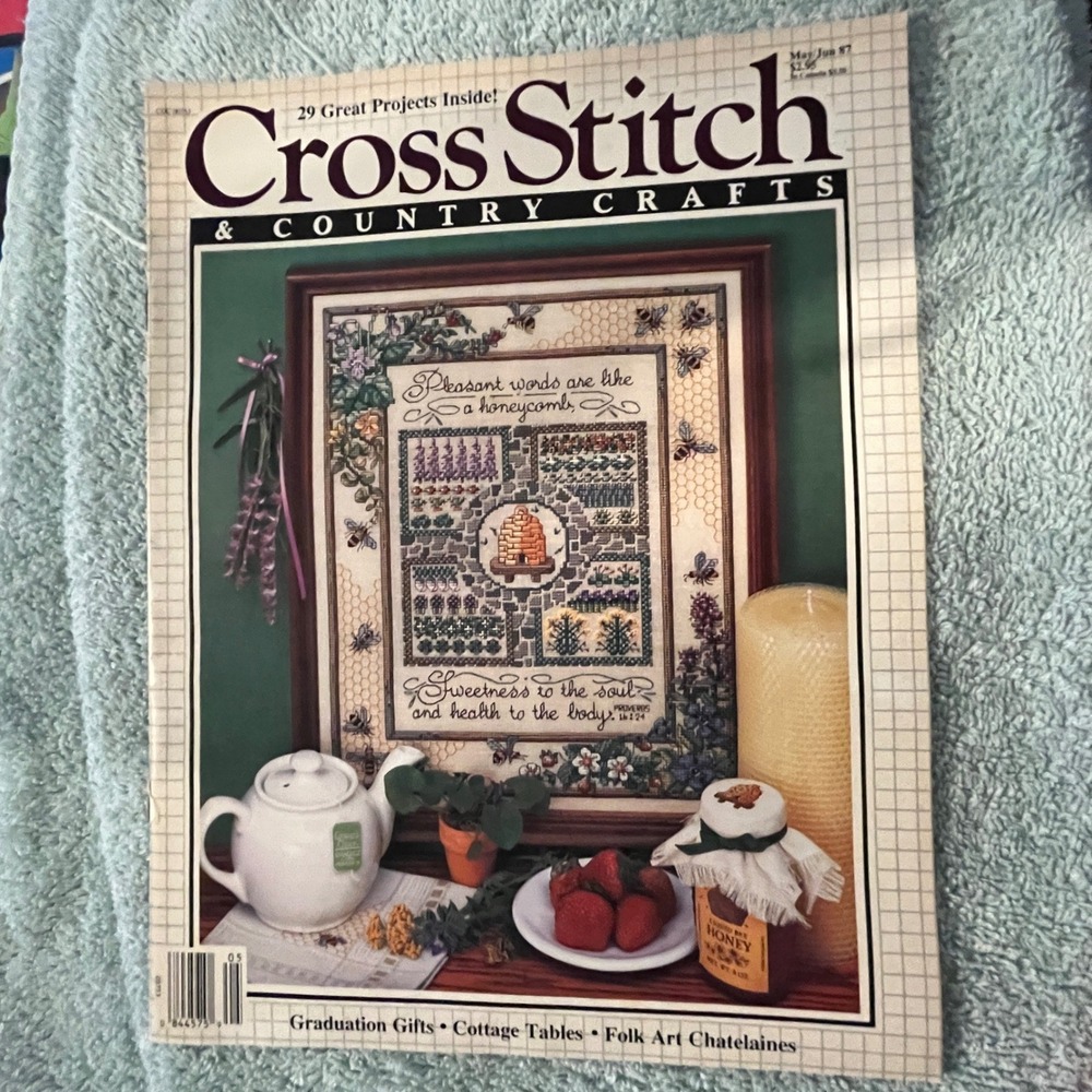 Vintage Cross Stitch & Country Crafts Magazine May June 1987 Honey Bee Sampler